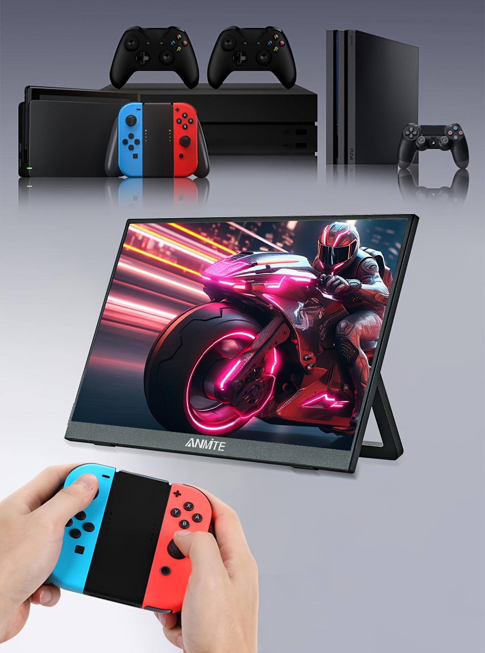 Monitor Portátil Anmite de 16 Pulgadas con Luz Azul Baja, 350 Nits, HDR 1200P, Relación 16:10, Ideal para Xbox/Ps5/Switch/Teléfonos Móviles/Computadoras/Laptops para Expansión
