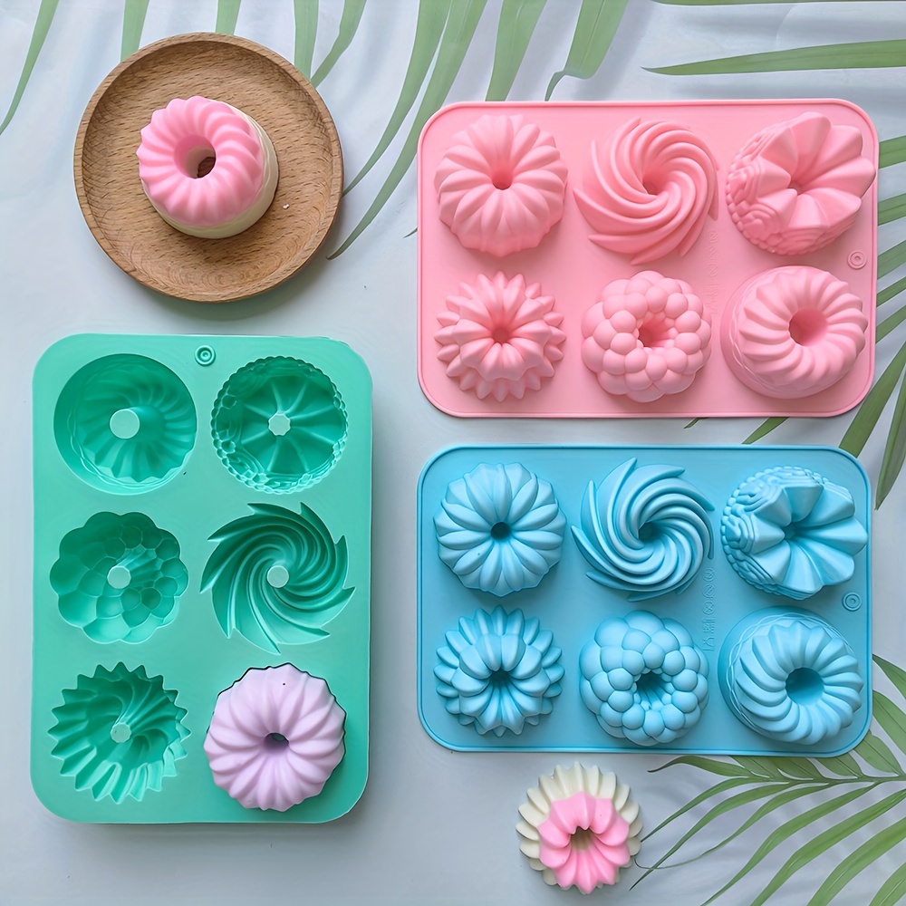 

3pcs Silicone Baking Mold Set - 6 Unique Shapes For Cakes, Chiffon, Muffins & Mousse - Kitchen