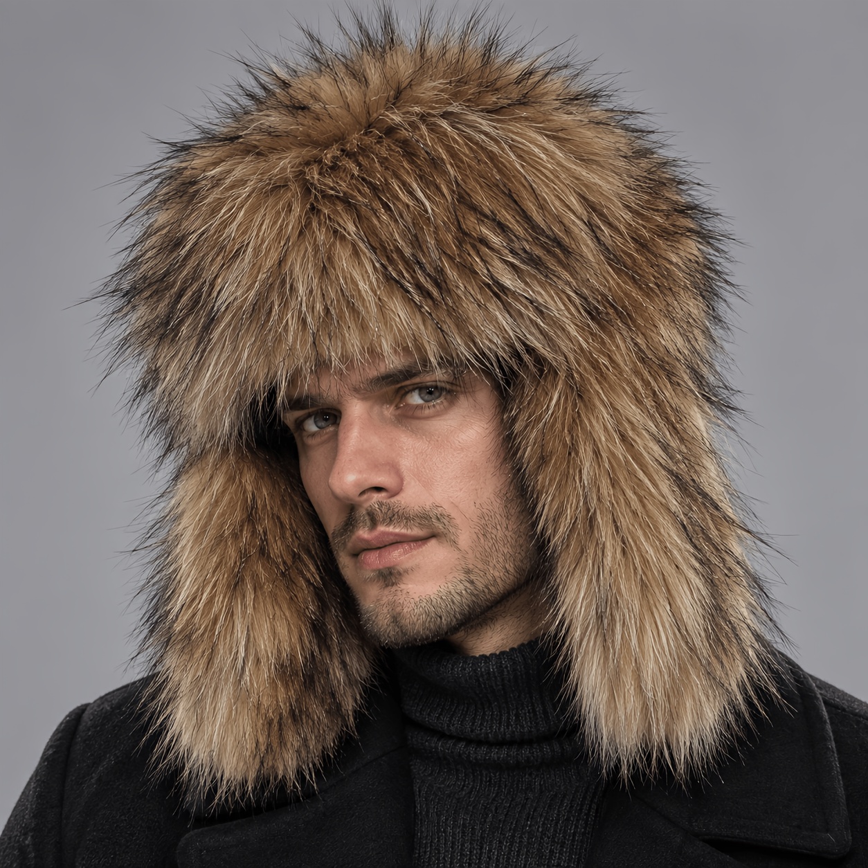 TEMU Long Hair Trapper Hat For Men And Women, Extra Fluffy Winter Ushanka Hat With Ear Flaps, Warm Snow Outdoor Hat, Large Size 62-65cm
