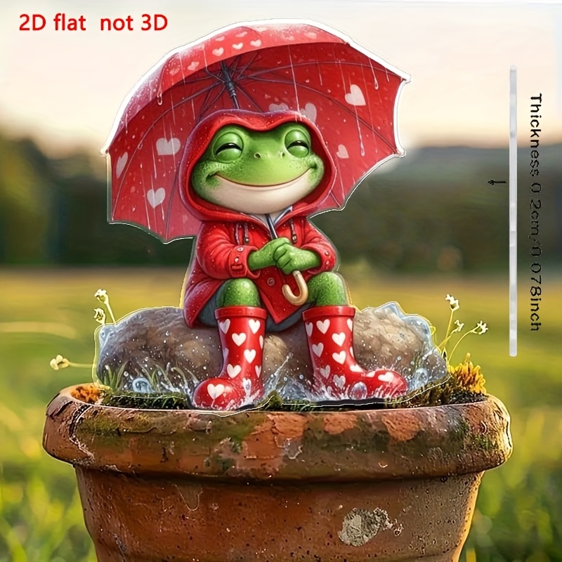 2d Flat 1pc Smiling Frog Suitable For Courtyard, Lawn, And Gardening/outdoor Additions/garden Decoration, Indoor Potted Plants, Bonsai Decoration, Outdoor Holiday Decoration, Ideal Gift For