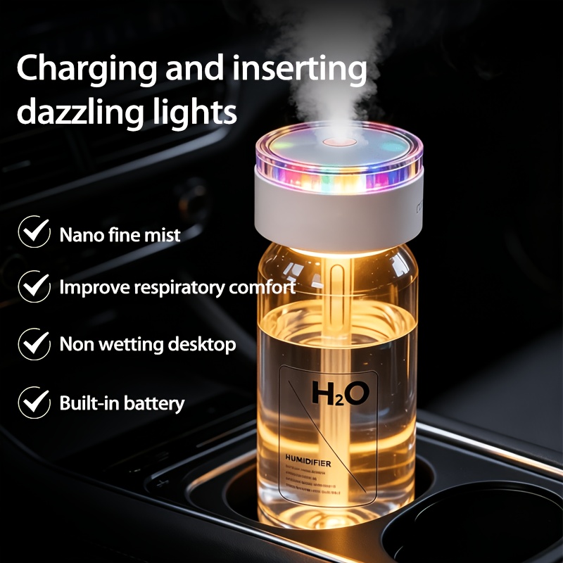 TEMU Mini avec veilleuse RVB et USB - froide - 330 ml, technologie à ondes sonores, fonctionnement silencieux, froide portable adaptée pour les