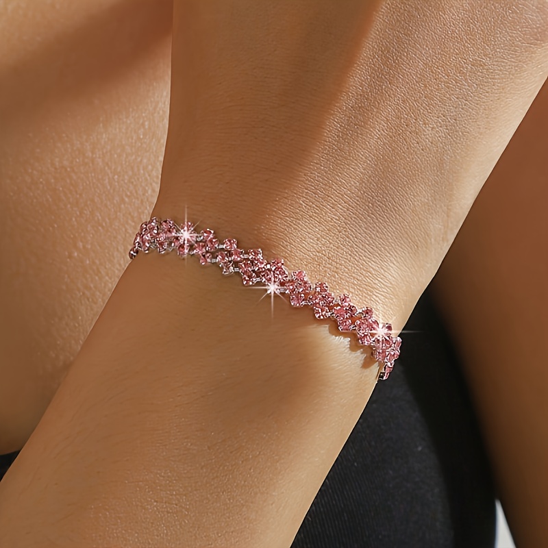 TEMU Pulsera de diamantes de rosa , pulsera de estilo de para mujer, pulsera ideal para regalar