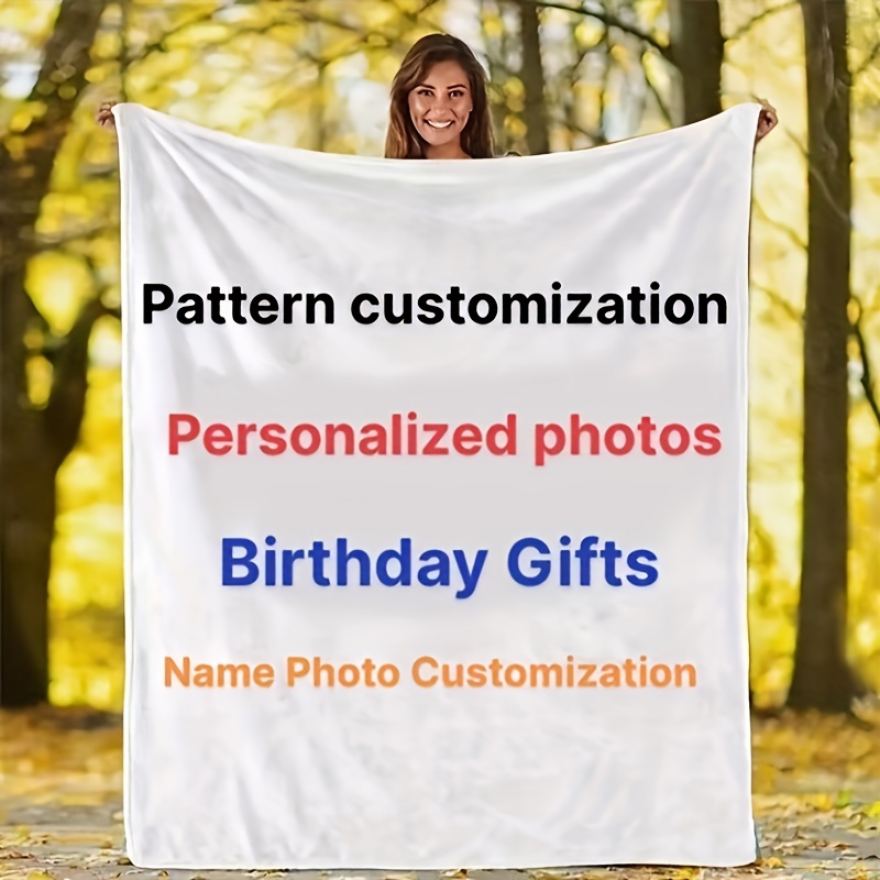 

1pc Custom Flannel Blanket With Photo Name, Personalized , For Birthday Gift, Sofa Blanket, Air Conditioning Blanket, Office Throw Blanket, Customized Brother Girlfriend Photo