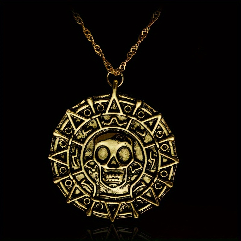 

1pc Of Skull Pendant Necklace, Hip Hop Trendy Jewelry, Alloy Material