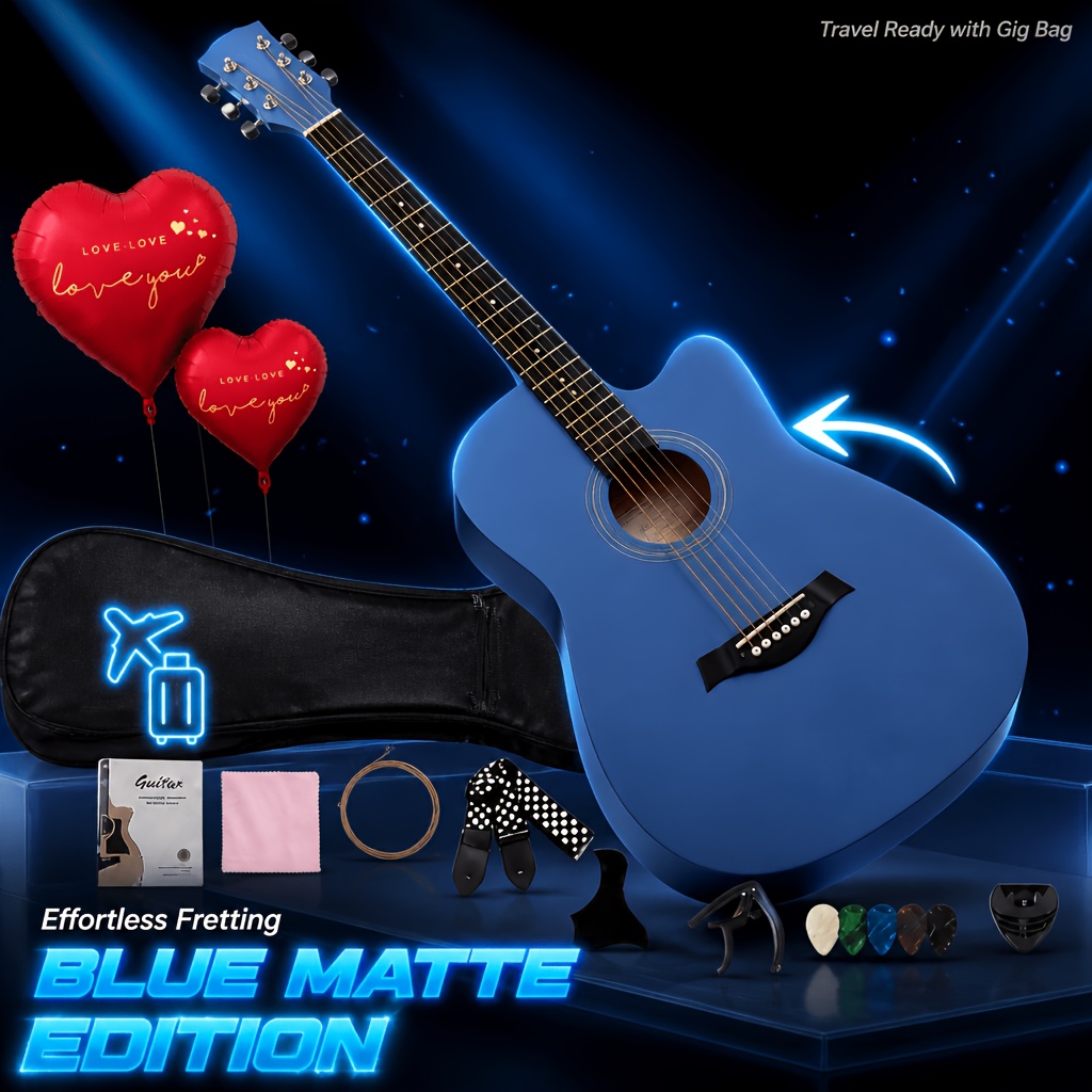 38 Inch Basswood Folk Guitar, Full Accessory Kit Included, with... product image 11