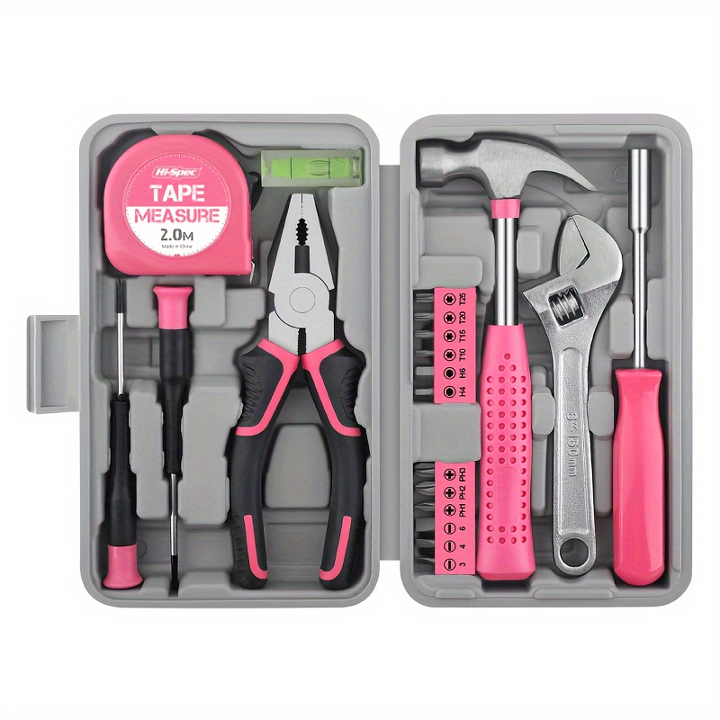 

Hi- Pink And Yellow Multi-tool Set: Compact, Portable, And Home Repairs