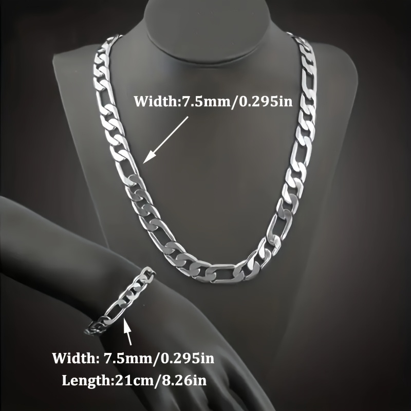 TEMU Stainless Steel Necklace And Bracelet, Fashionable Unisex Accessories, For Teenager