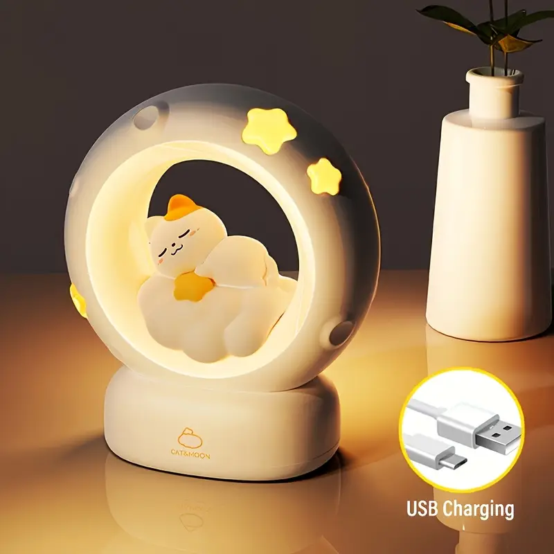 1pc sleeping lamp usb rechargeable companion sleeping lamp dimming table lamp 3 levels of brightness adjustment soft decompression lamp decorative cute sleeping bedside lamp for bedroom living room holiday gift Product details 4