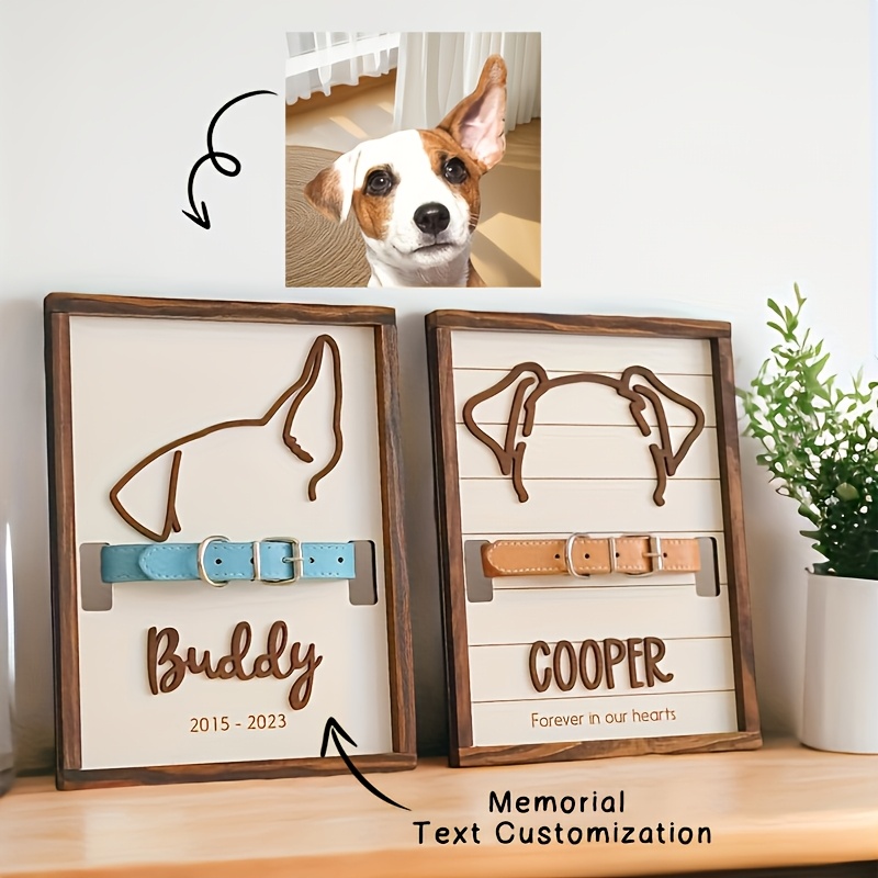 Custom Pet Memorial Frame - Handcrafted Wooden Silhouette Keepsake with Personalized Name And Date, No Power Required, Pet Owner'S Bereavement Remembrance, Anniversary Gift, Pet Memory Souvenir