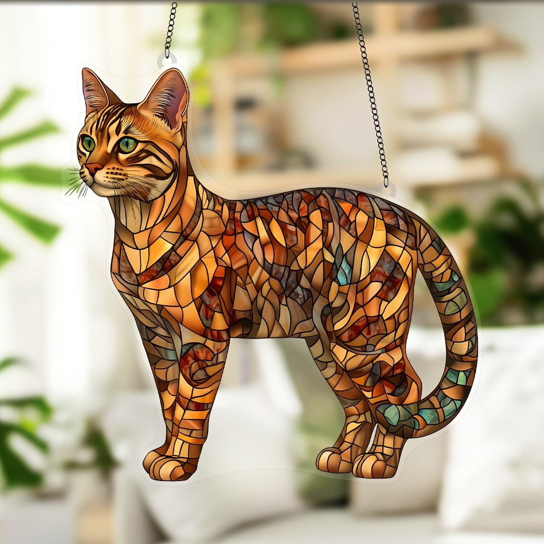 

Cat Acrylic Suncatcher - 9"x9" Stained Glass-style Window Hanging, Home & Garden Decor, Ideal Gift For Cat Lovers And Pet Enthusiasts