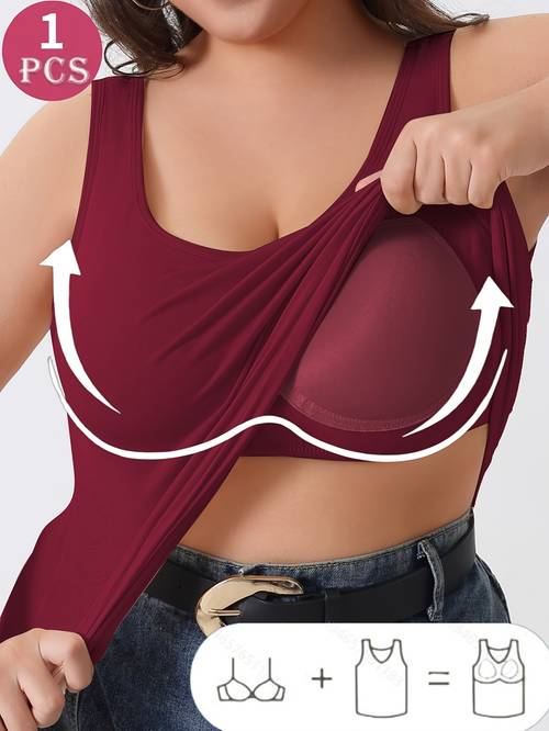 plus size womens shaping camisole bra 2 in underwire sleeveless top friendly high elastic wide straps wearable