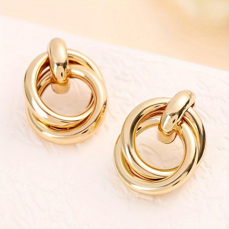 Women's 18K Golden Plated Iron Hoop Earrings