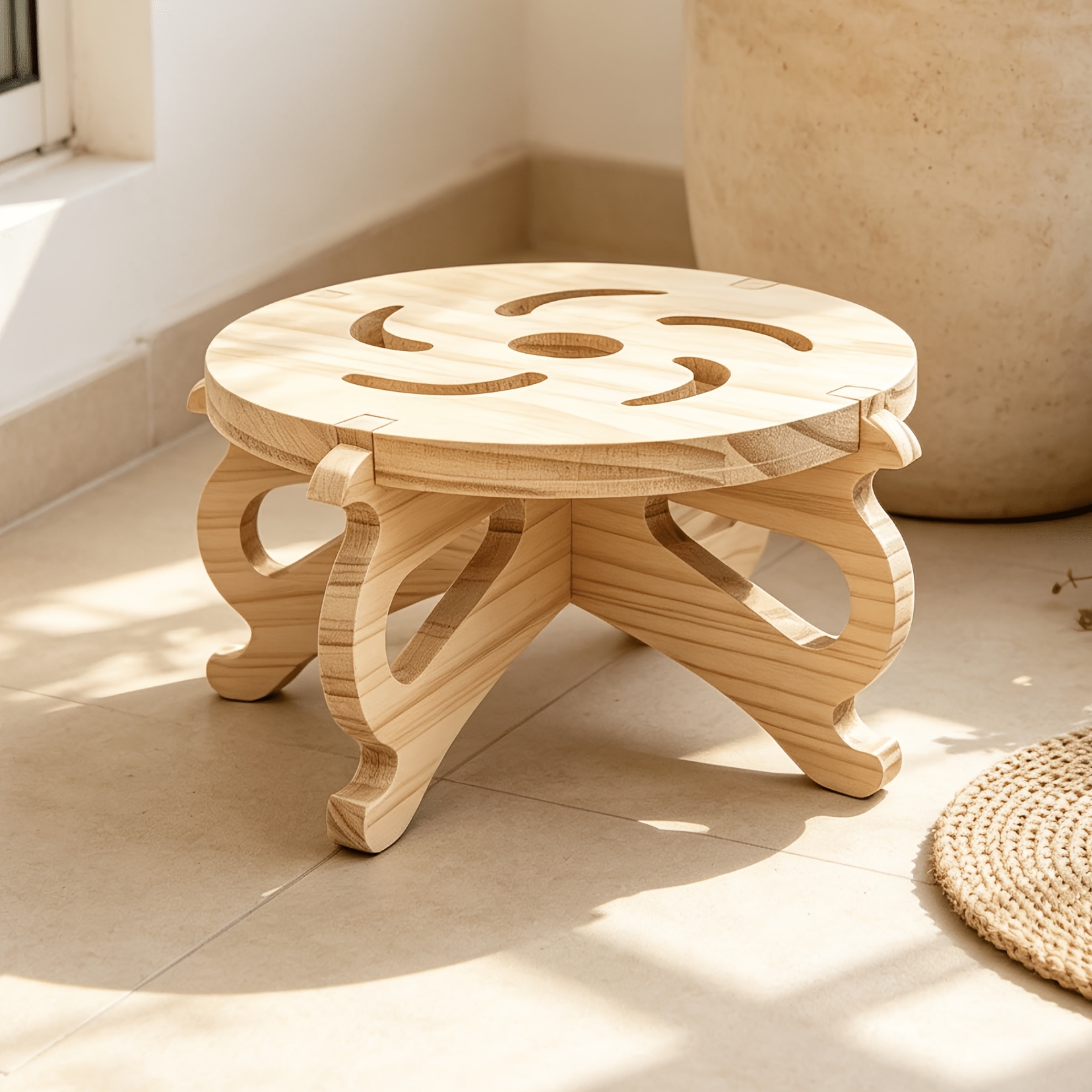 TEMU Base de support à plantes en bois haut; Support de présentoir de balcon à trou rond ; Étagère de rangement stable