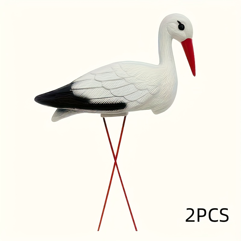 E-shop 1/2 Stück Kunst Weißer Schwan Skulptur Abnehmbare Rote Beine Deko | Verbesserte Verdickte Verpackung Anti-Brotpackung - Outdoor Garten Hof