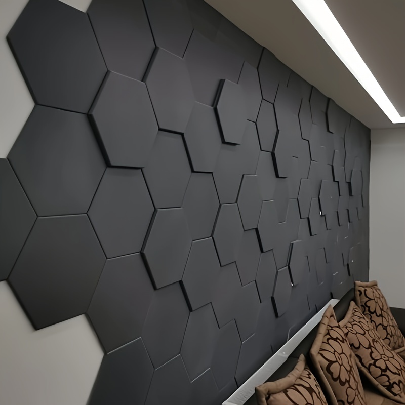 12 pack self   soundproof acoustic foam panels 12 x10 x0 4 high density 154kg   hexagonal design noise absorbing soundproof decorative panels for   soundproofing foam panels room acoustic   hexagonal pattern durable  