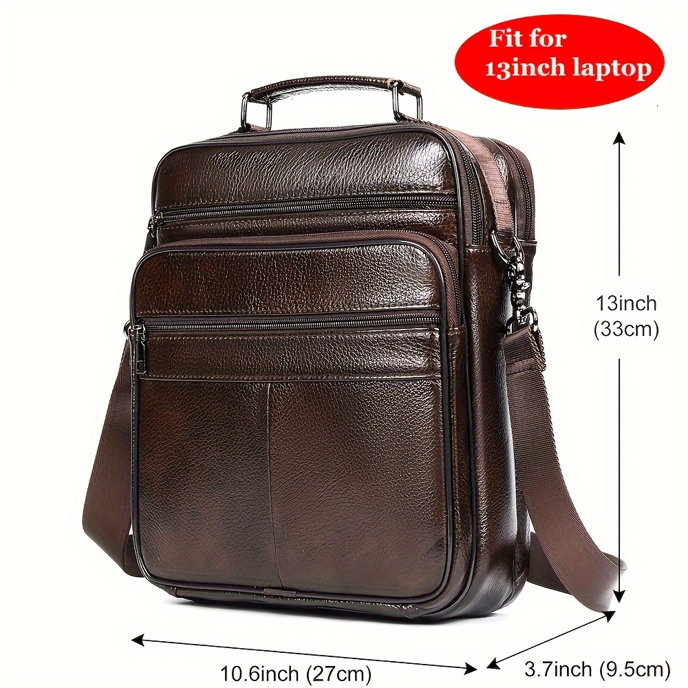 

13inch Laptop Bag, Men's Leather Handbags, Large Capacity Men Shoulder Bag, Business Work Bag For , Messenger Bags Men For Book