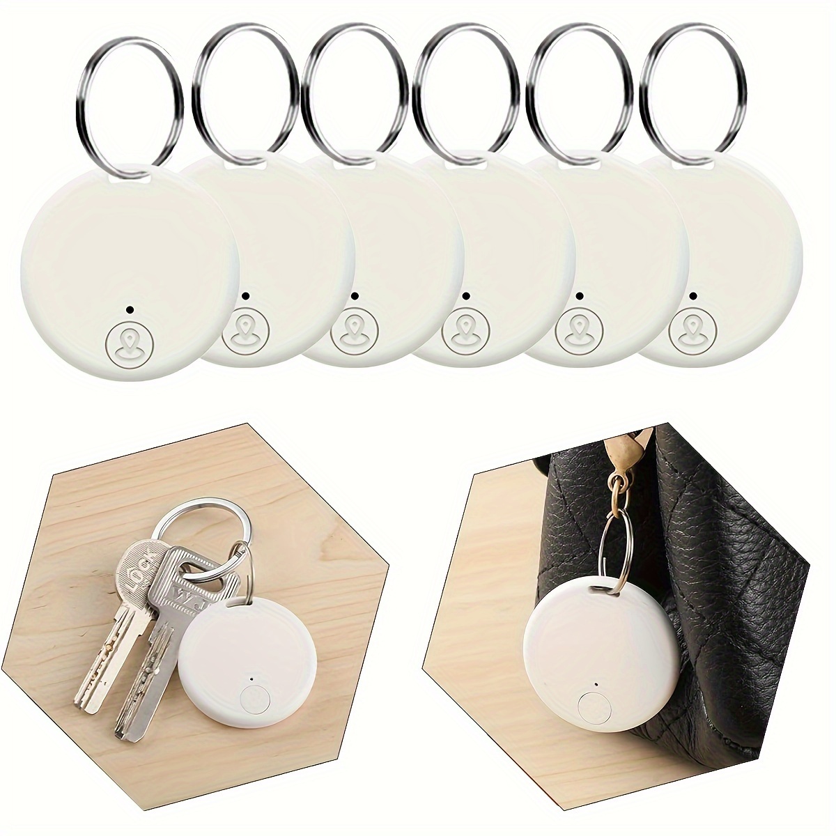 

6pack White Blue-tooth , Keys Finder And Item Locator For Keys, Bags, And More; Water-resistant. Phone Finder. Ios And Android Compatible