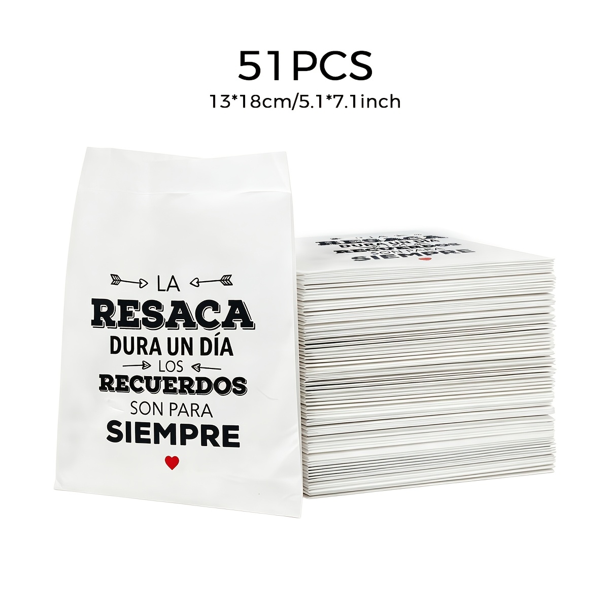 TEMU Kit de 51 bolsas de papel para boda "Kit para aliviar la resaca", impresas con "Las resacas son temporales, los recuerdos para ", adecuadas para