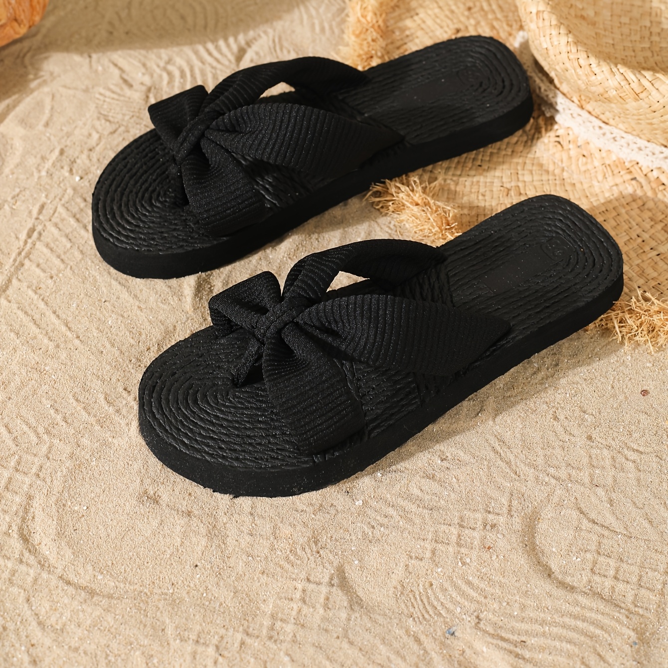 TEMU Women's Summer Slip-on Bow Shoes, Suitable For Casual Beachwear, Outdoor Activities, And Comfortable Wear, Women Shoes