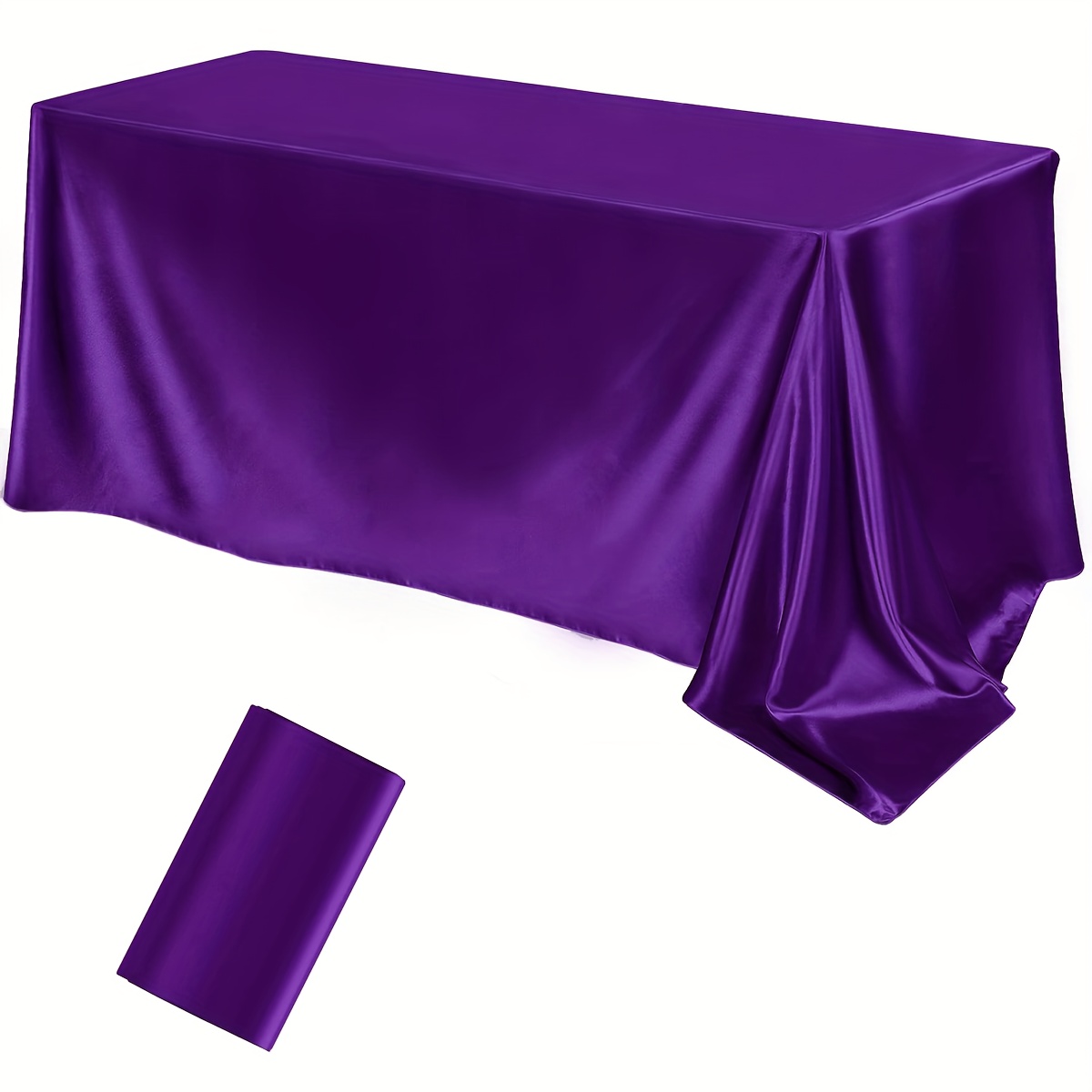 Image of 1pc Solid Color Satin Tablecloth, Elegant Rectangle Table Covering Table Cloth- For Weddings, Ceremonies, Holidays, And Birthday Parties, Table Setting