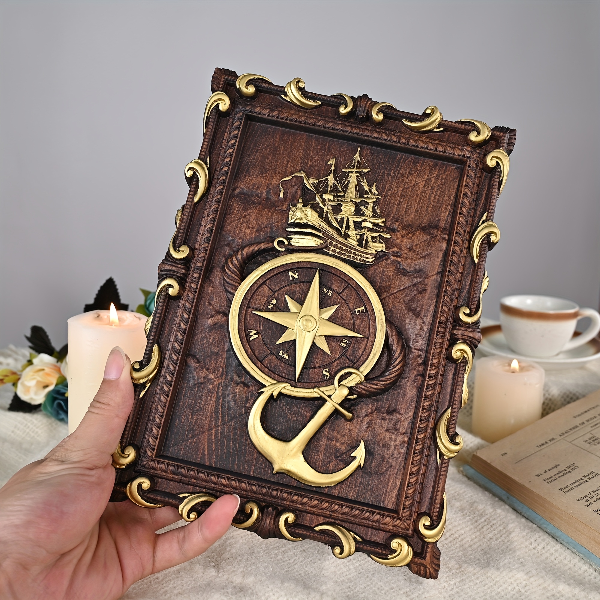 Handcrafted 3D Vintage Nautical Solid Wood Relief Wall Hanging