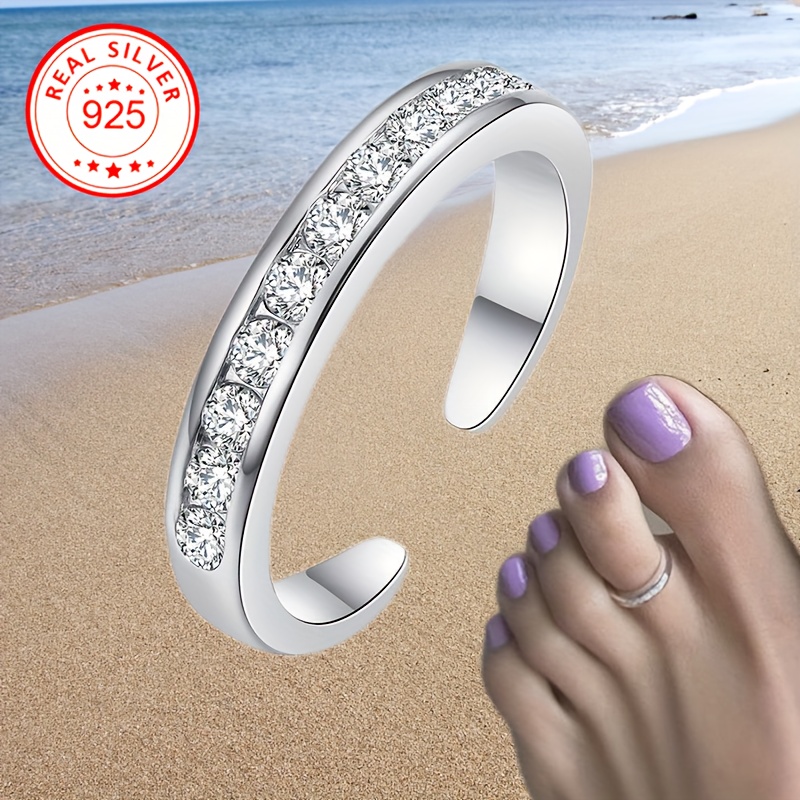 

S925 Sterling Silver Foot Ring Summer Beach Vacation Ocean Style Toe Ring, Dual Wearing For Finger, Trendy Foot Ring 2g/0.07oz