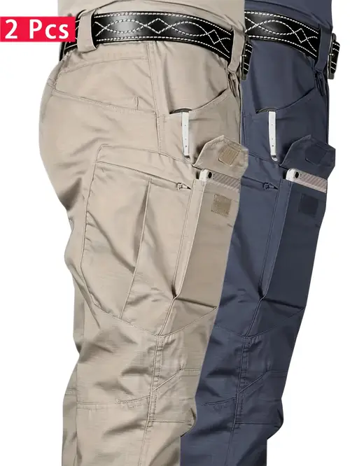 2pcs mens cargo pants durable quick dry multi for hiking belt not included camping gear suitable for spring summer and autumn
