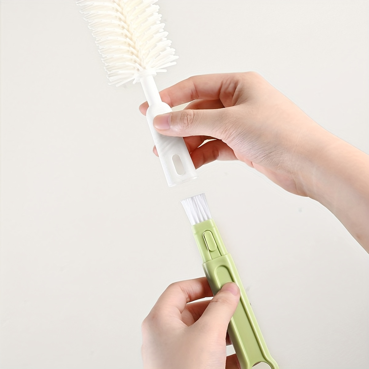 Silicone Bottle Brush Set, Including Handle, for Cleaning Nipple, Suction Straw and Cup Mouth