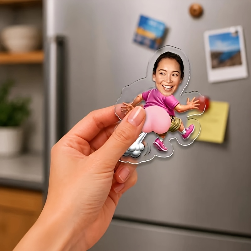 TEMU 1pc Custom Fun Fridge Magnet, Personalized Photo Acrylic Fridge Magnet, Custom Angry Sticker Magnet, And Fun Couple And Friend Gift, Custom