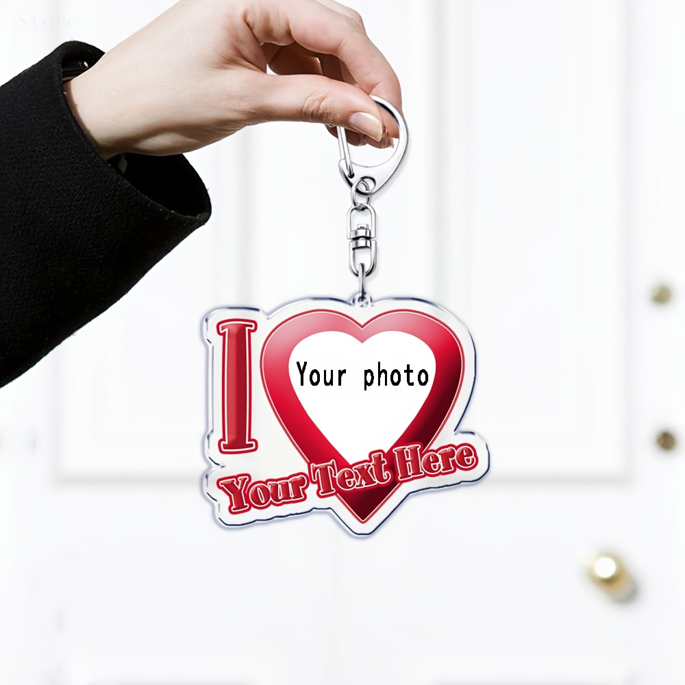 

1pc Personalized Acrylic Heart-shaped Keychain With Custom Photo And Text, Lobster Clasp, Ideal Birthday Gift For Fans, Friends, Girlfriend, Boyfriend,