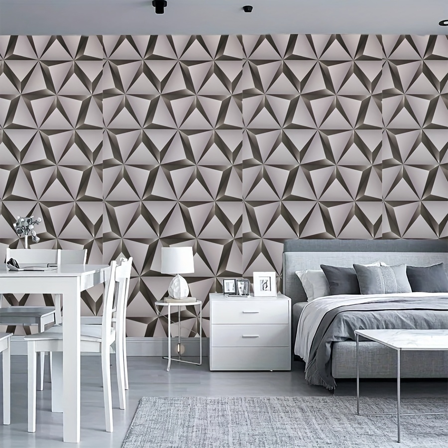 1 roll of 3D stereoscopic pattern wallpaper, home decoration wallpaper, Nordic modern minimalist style TV background wall paper, suitable for small apartment expansion and space layering bedroom living room dining room background, office exhibition hall layout