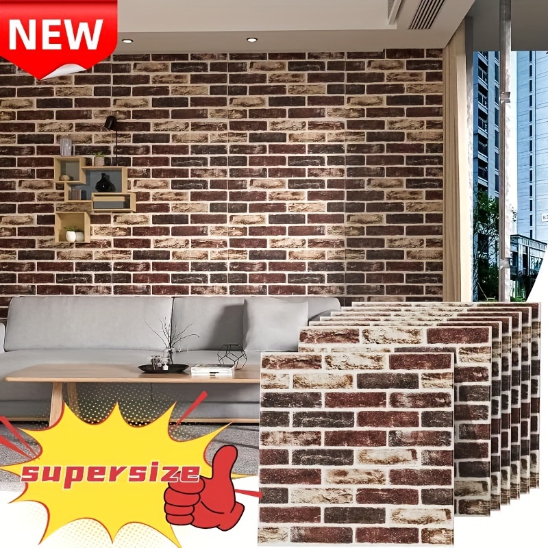 3D Brick Foam Wallpaper - 116 Sq Ft Peel & Stick Panels, White Stone, 6mm Thick, Insulating