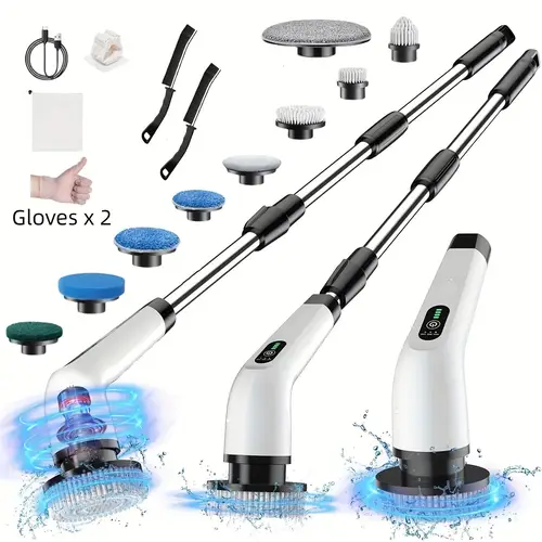 2025 scrubbing supplies scrubber dual adjustable speed cordless power scrubber for cleaning adjustable and removable handle shower scrubber with 9 interchangeable brush heads 2 brushes 2 mitts for floors bathrooms tubs