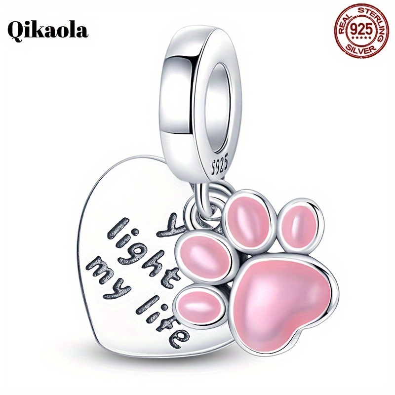 

1pc 925 Pure Silvery Pink Claw Pendant Fashionable Pendant Beads Suitable For Original Bracelet Necklace Making Gift For Girls Silvery Weight 3g