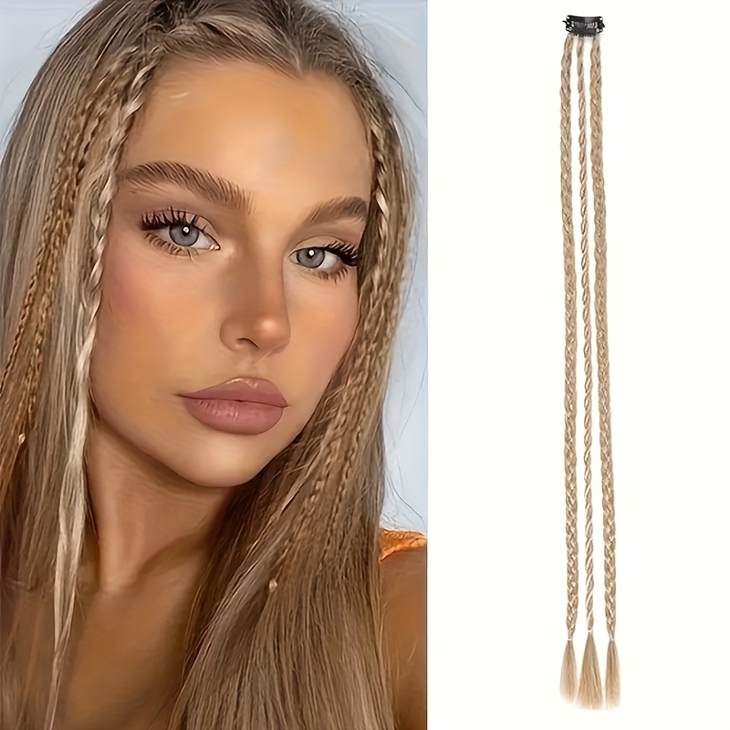 TEMU クリップイン編み込みヘア 女性用合成ボクシングブレイドポニーテールヘア なヘアアクセサリー クリップ付き スウィート＆クールなブレイドヘアピース