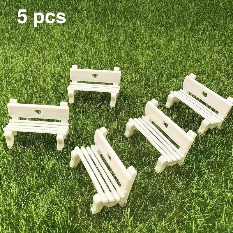5pcs Heart-shaped Casual Chairs, Moss Micro Landscape Additions Pvc Mini Chairs, Small Ornaments, Sand Table Additions. Desktop Mini Ornaments, Photography Props