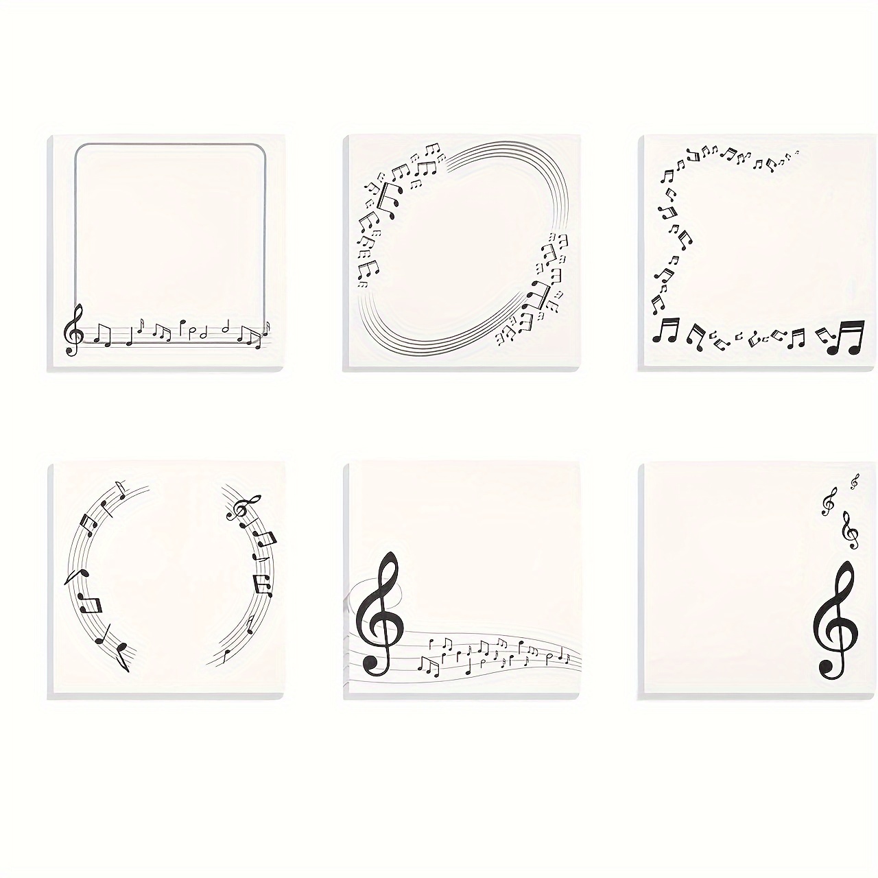 

6-pack Music Themed Sticky Notes Set - Self-adhesive Note Pads With Musical Notes & Piano Designs For Note Taking, Journaling And Reminders
