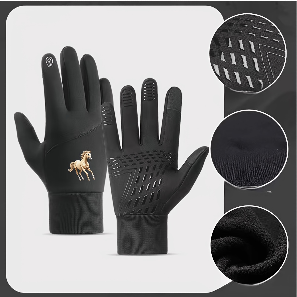 Unisex Lined Touch Screen Sports Gloves For Autumn & Winter, Multi-functional Warm Outdoor Gloves