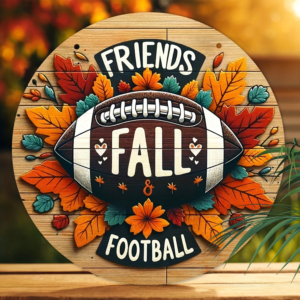 

Charming Fall & Football Wooden Sign (7.87''x 7.87'') - Perfect For Farmhouse Decor, Wreaths, And Outdoor Spaces