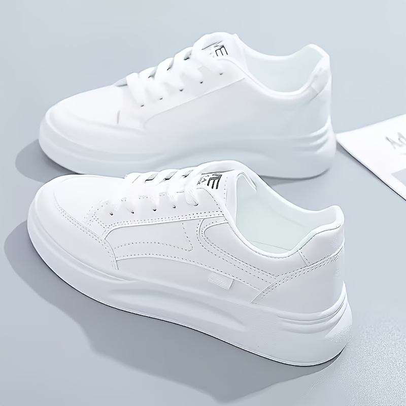 TEMU New Versatile Women's Casual Sports Shoes, Stylish And Comfortable White Shoes, Thick-soled Non-slip Sports Shoes, Lightweight And Breathable