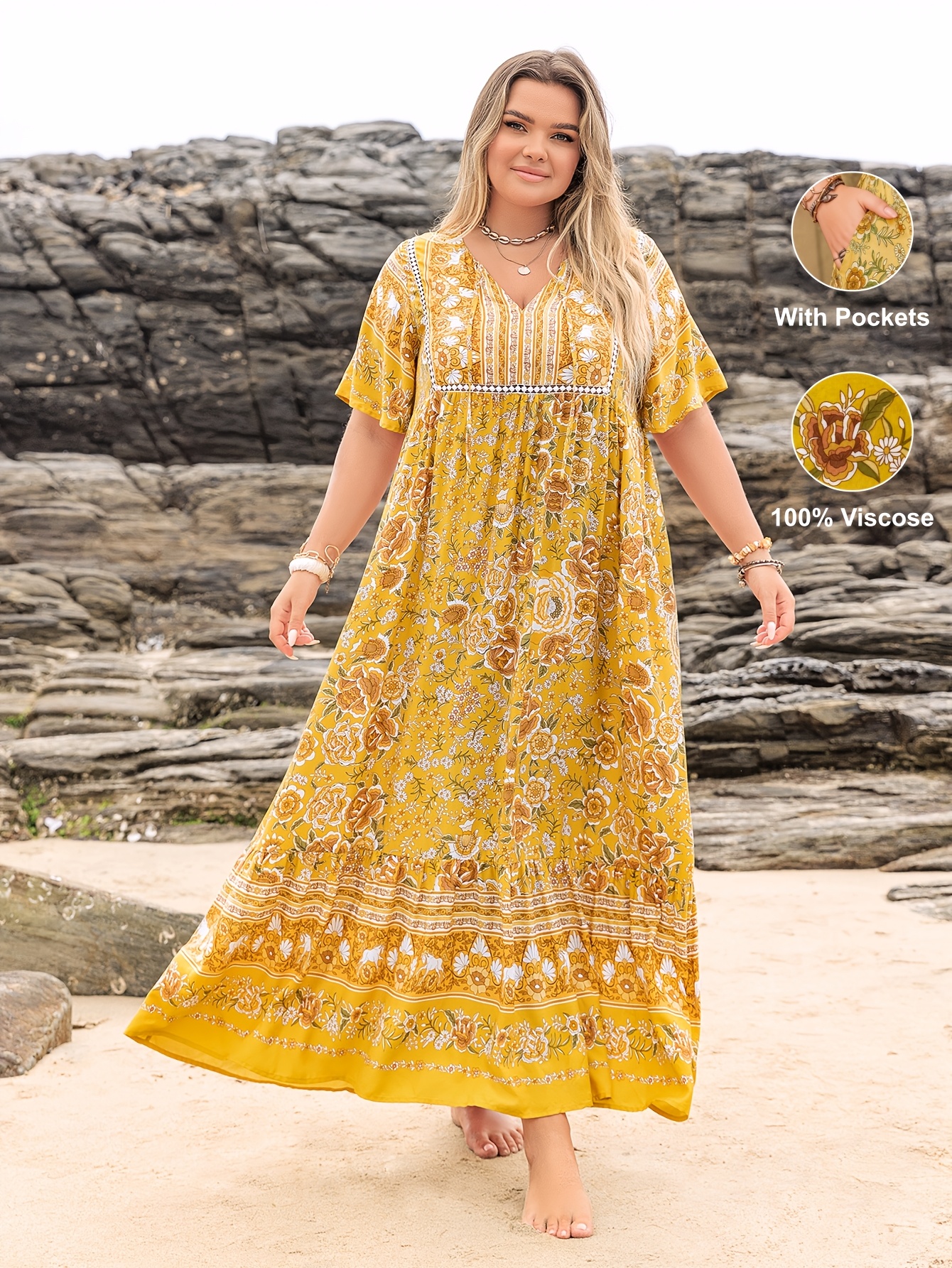 chinese dress ladies Gabi Spanish Viscose Maxi Dress – Just Cruizin Clothing main image 1