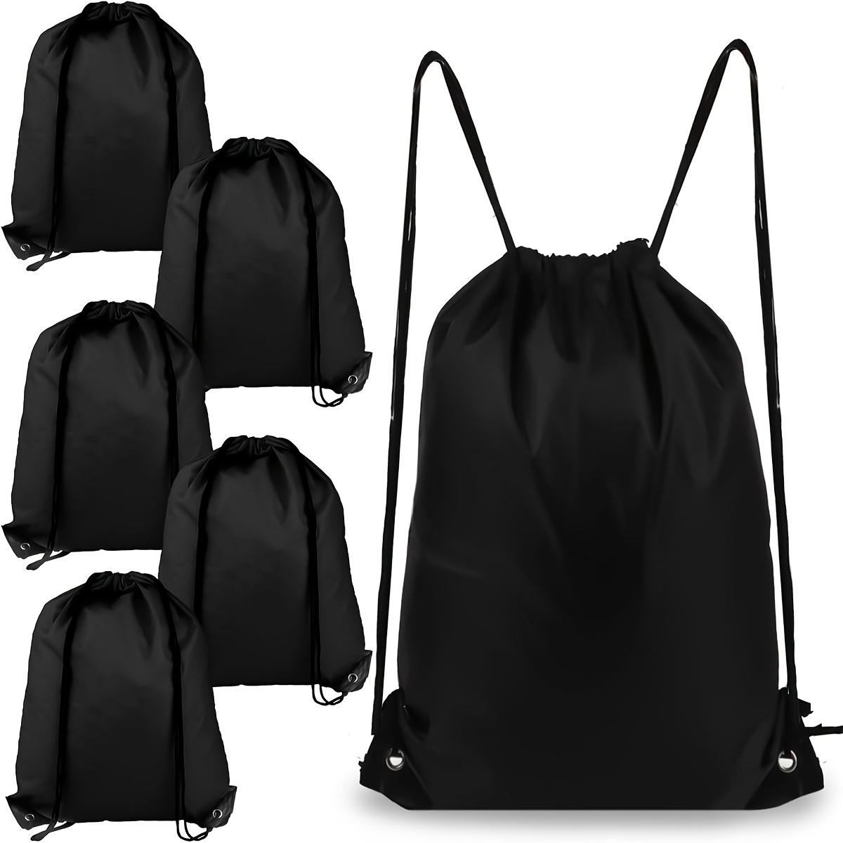 

20pcs Coidea Black Drawstring Backpacks - Polyester Sports & Travel Sacks, Foldable With Pockets For Gym, Diy Projects, Shopping, Party Favors & Crafts