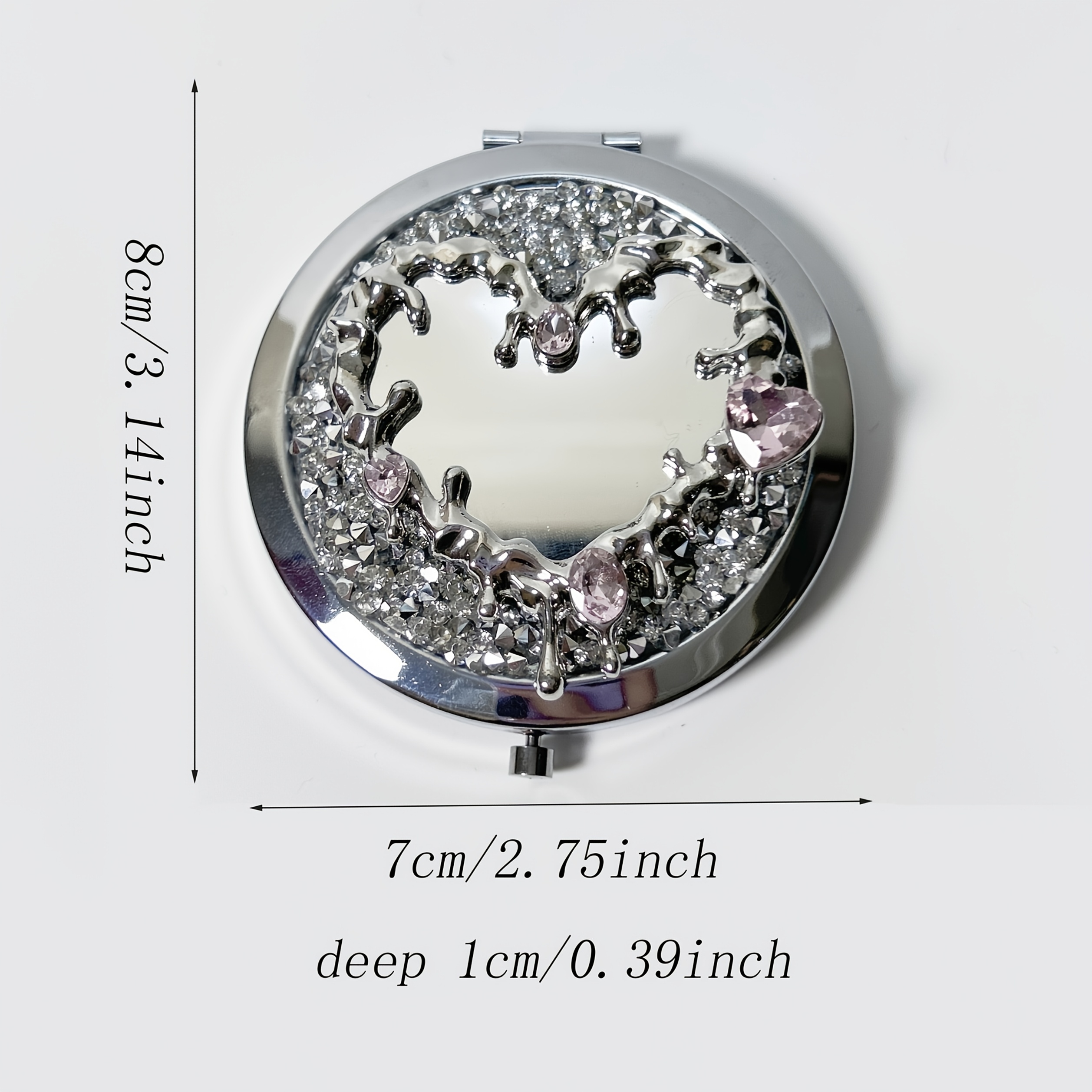 Silvery Glitter Compact Pocket Mirror for Purse