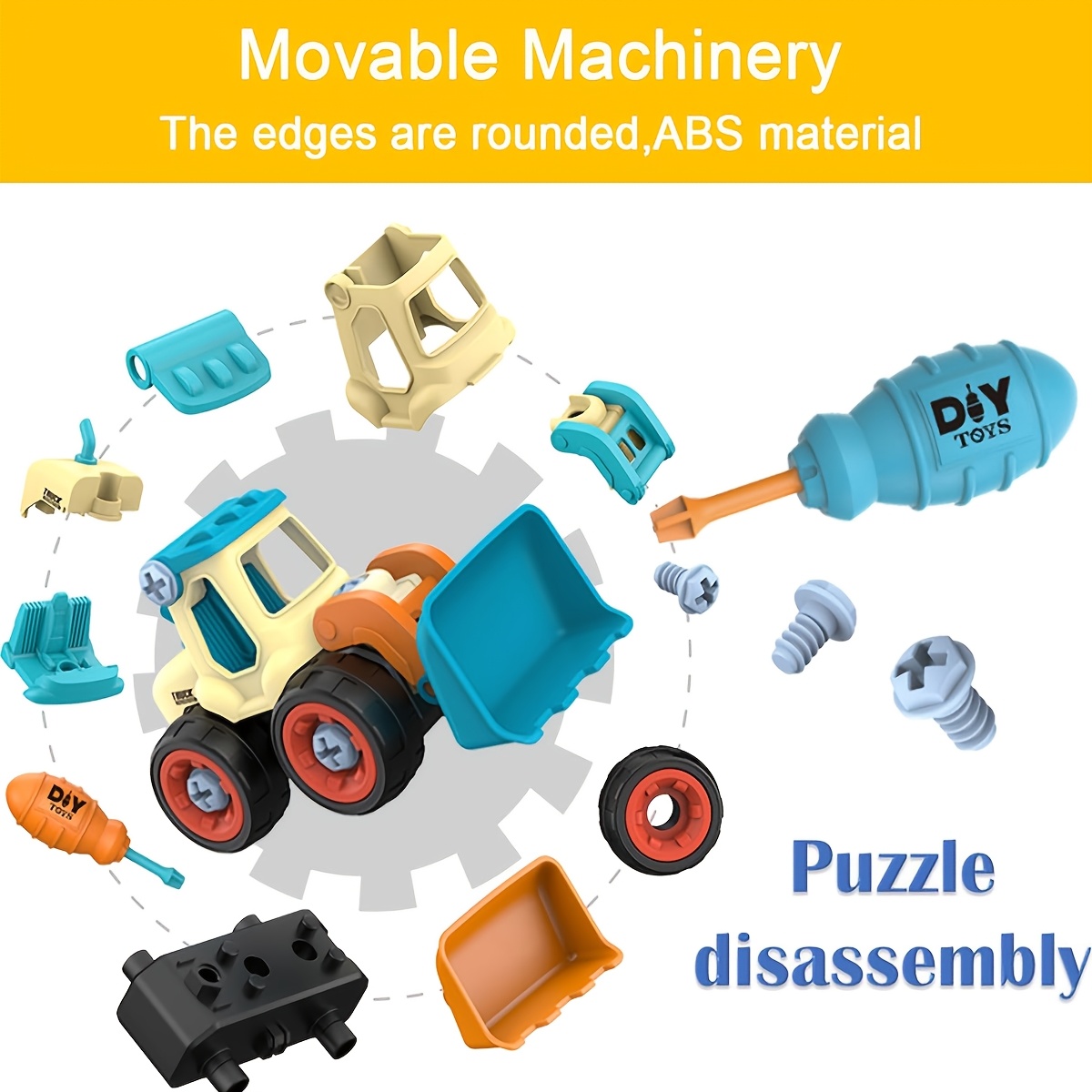 4pcs Construction Vehicle Set with 1 Screwdriver, Children's Assembly and Disassembly Toy Excavator, Detachable and Screw-On Educational Building Blocks for Boys and Toddlers, Christmas Gift, New Year Gift, Birthday Gift for Kids. Some Accessory 13 4pcs Construction Vehicle Set with 1 Screwdriver, Children's Assembly and Disassembly Toy Excavator, Detachable and Screw-On Educational Building Blocks for Boys and Toddlers, Christmas Gift, New Year Gift, Birthday Gift for Kids. Some Accessory - Image 13