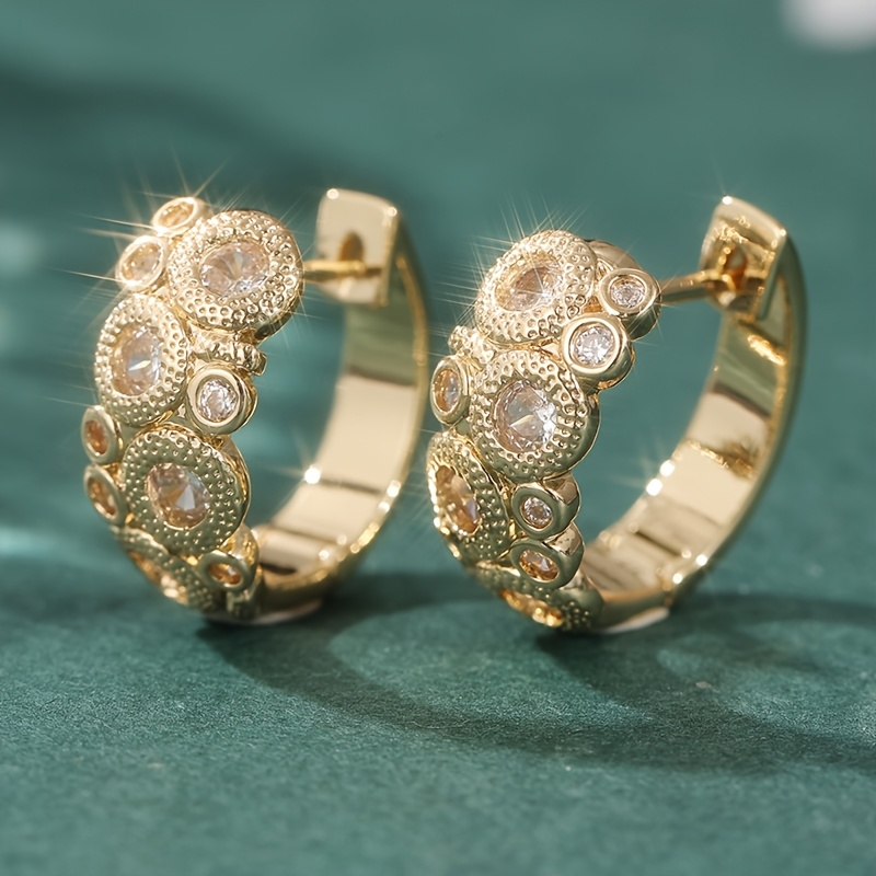 Women's Plated Hoop Earrings, Bohemian Retro Flower Design