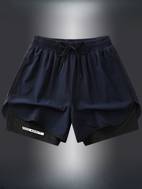 2ks pánske športové šortky | rýchloschnúci polyester & elastan | priedušné, ľahké | nastaviteľný pás so šnúrkou | geometrický | viacfarebné čierne & sivé | ideálne na telocvičňu & bežné nosenie | prateľné v práčke