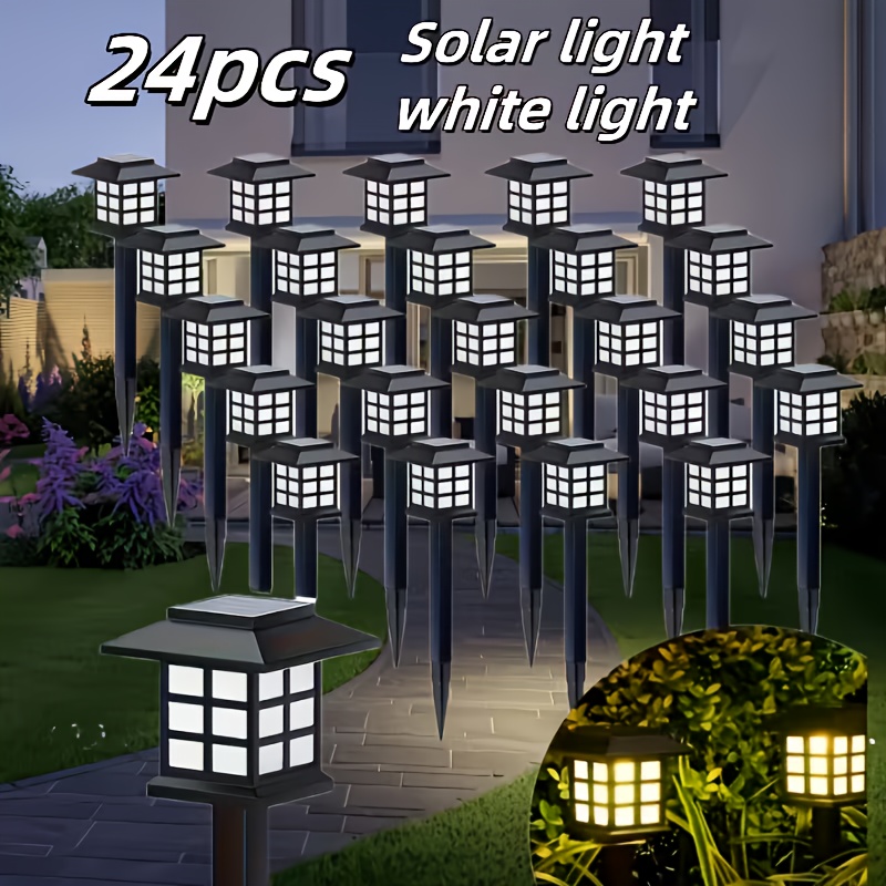 TEMU 24pack Solar Outdoor Lights, Ip67 Walkway Lights, 10hour Long-lasting Led Landscape Lighting For Garden, Solar Pathway Lights, Ideal For