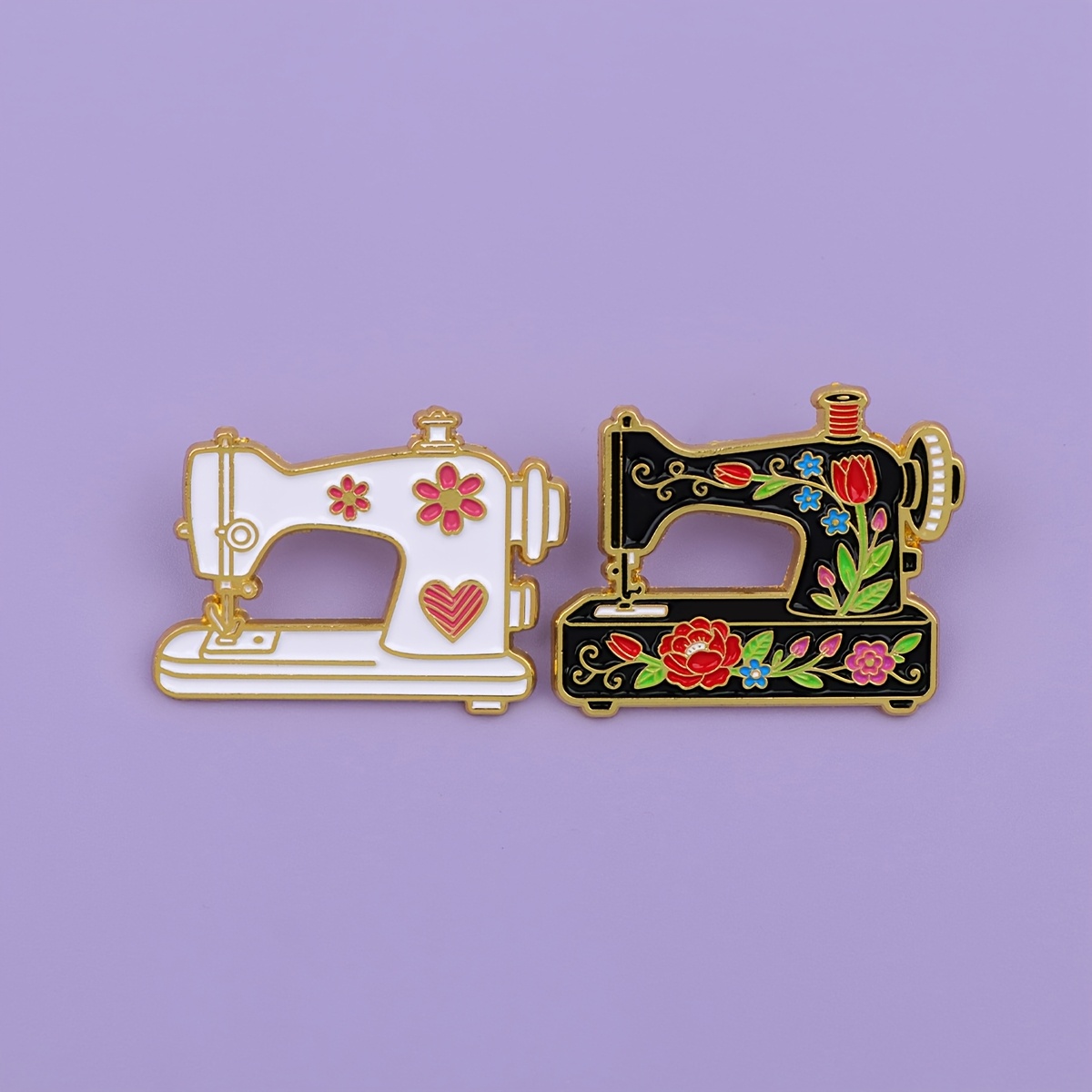 TEMU 2 Broches de Máquina de Coser, Insignias de Metal de Dibujos Animados, Accesorios para Bolsos, Medallas, Alfileres para Ropa, Accesorios