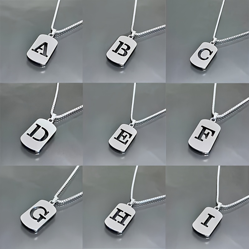 

1pc Men's Titanium Steel Pendant Necklace-26 Initial Necklaces-men' Accessories-women's Military Necklace-student Fashion Sweater Chain-holiday Gift