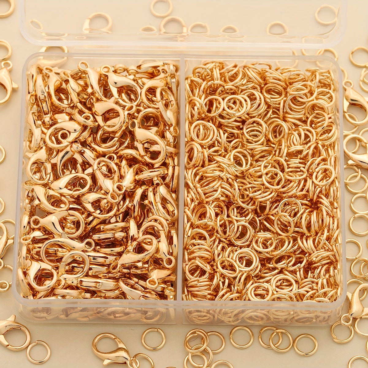 TEMU 600pcs/box Jewelry Clasps & Linking Rings Set, Includes 100pcs Lobster Clasp And 500pcs Jump Rings, Suitable For Jewelry Additions Making,